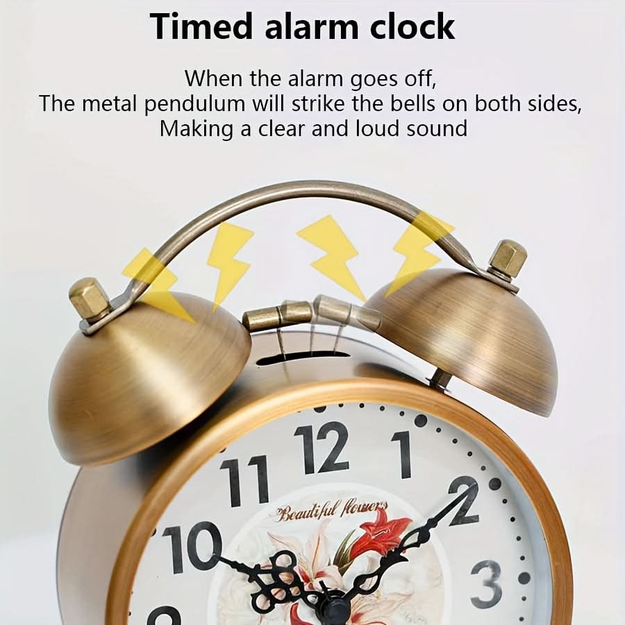 Scandinavian vintage luminous twin bell alarm clock