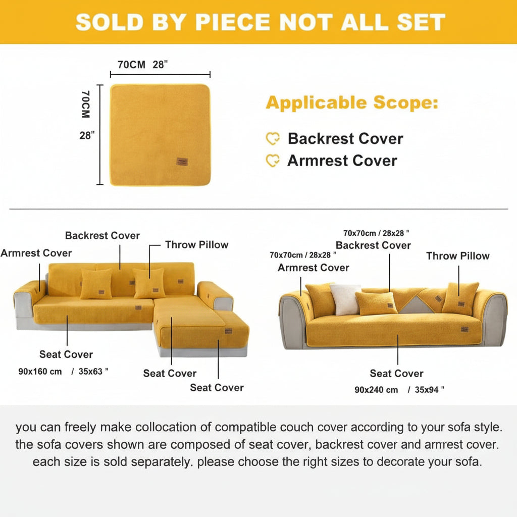 Plush Polyester-Fiber Sofa Cover for Warmth and Protection