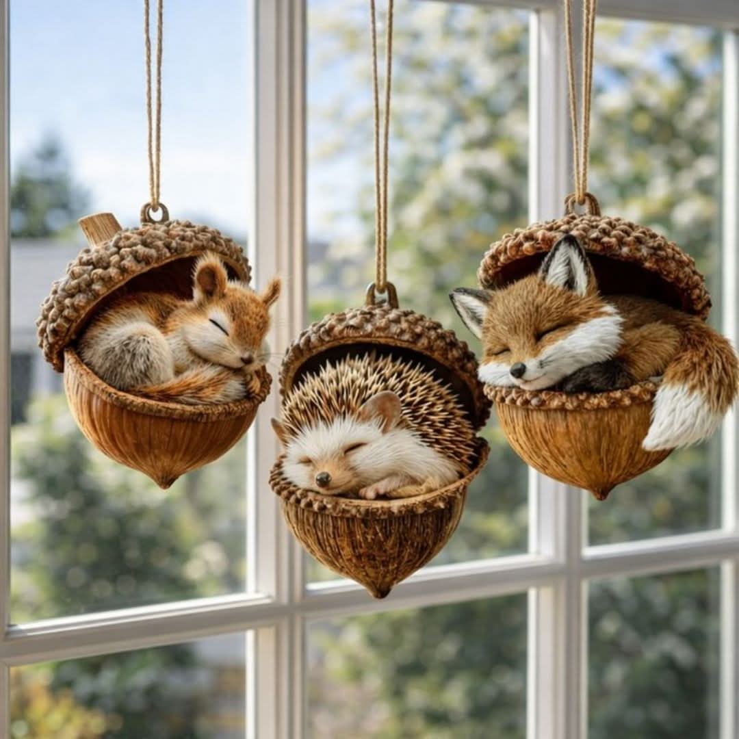Cute sleeping woodland friends figurine