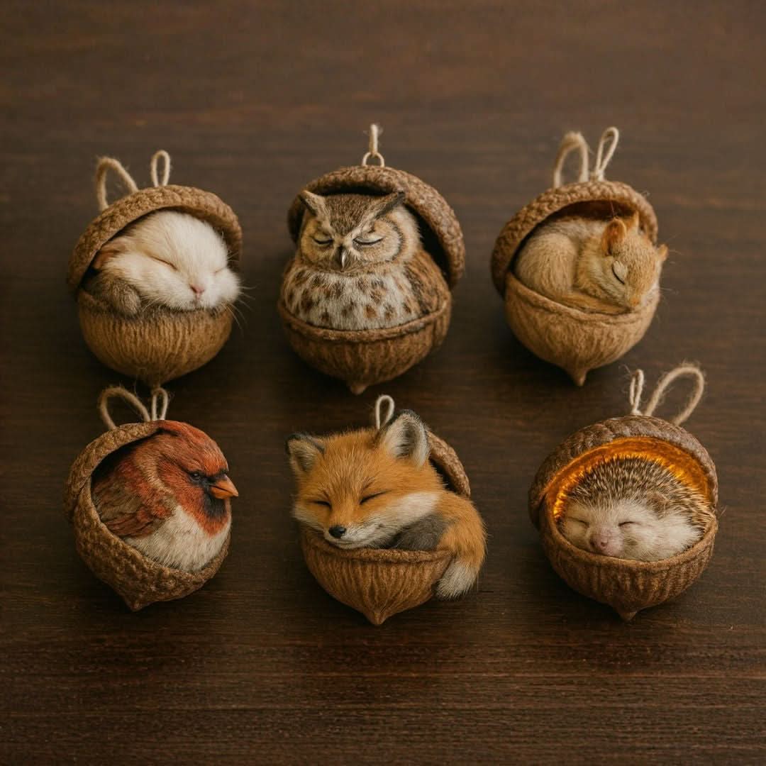 Cute sleeping woodland friends figurine
