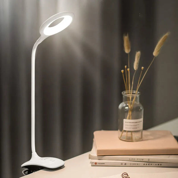 USB LED Reading Lamp with Clip, Dimming Function, and Adjustable Neck