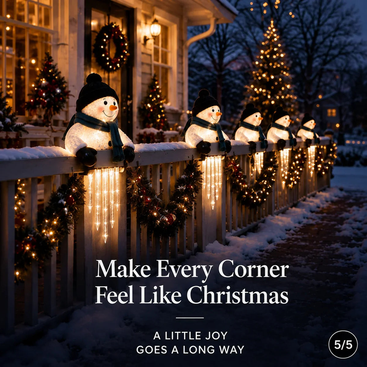 Snowman Icicle Railing Light
