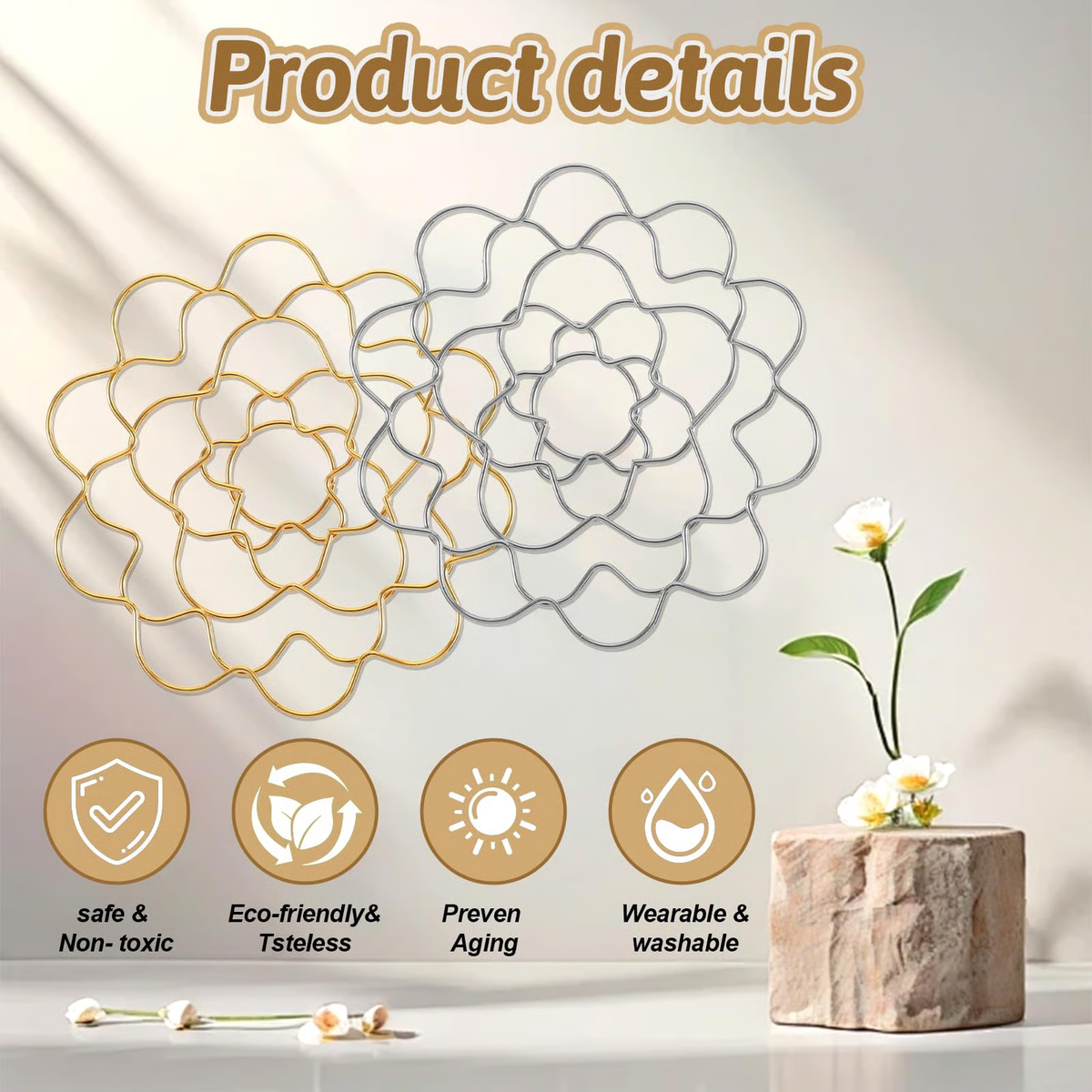 stainless steel flower arranging aid with flower grid