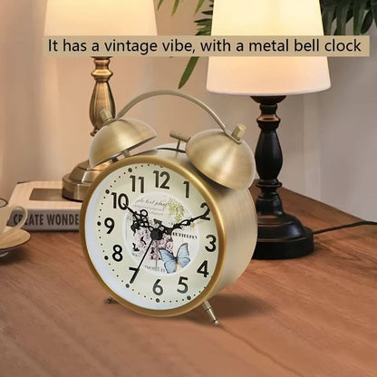 Scandinavian vintage luminous twin bell alarm clock