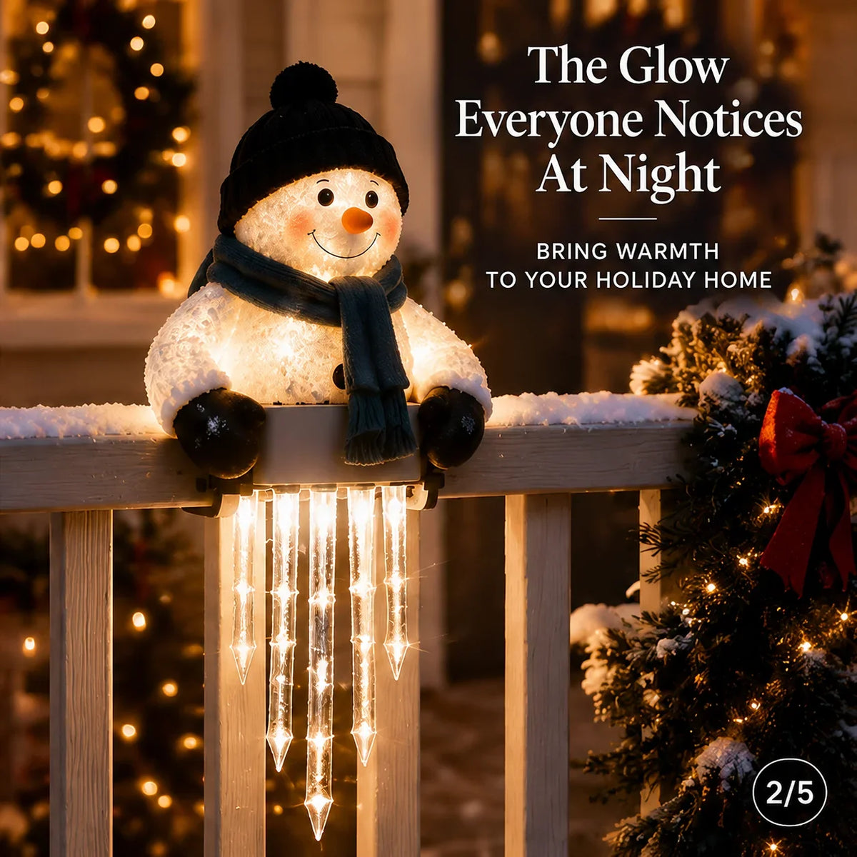 Snowman Icicle Railing Light
