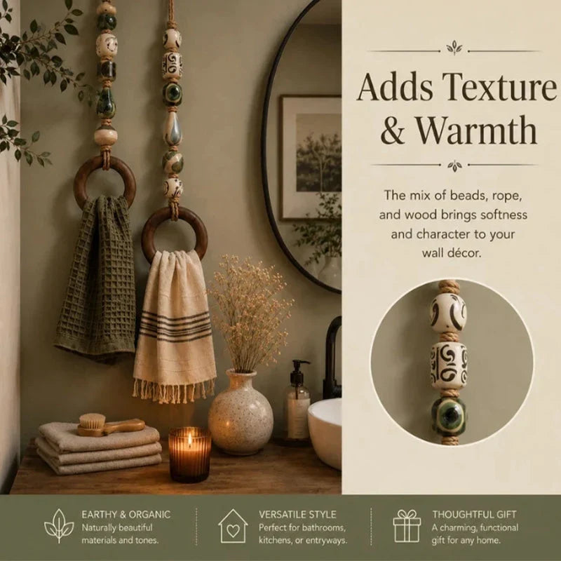 Boho Ceramic Bead Towel Hanger