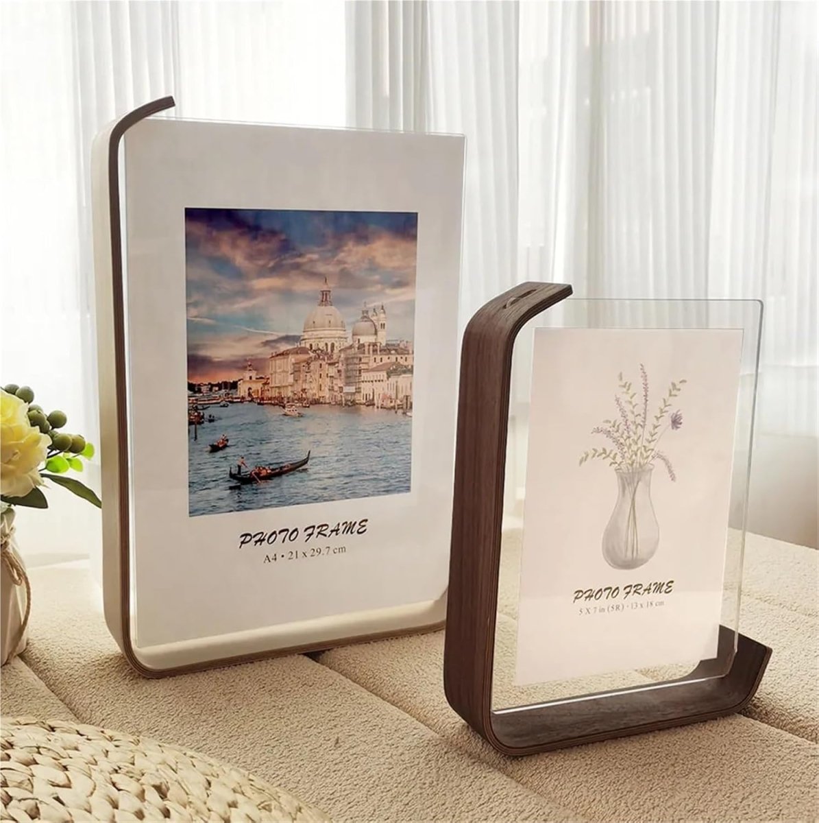Acrylic-Wood Picture Frame with Double-Sided Viewing for Modern Tabletop Décor