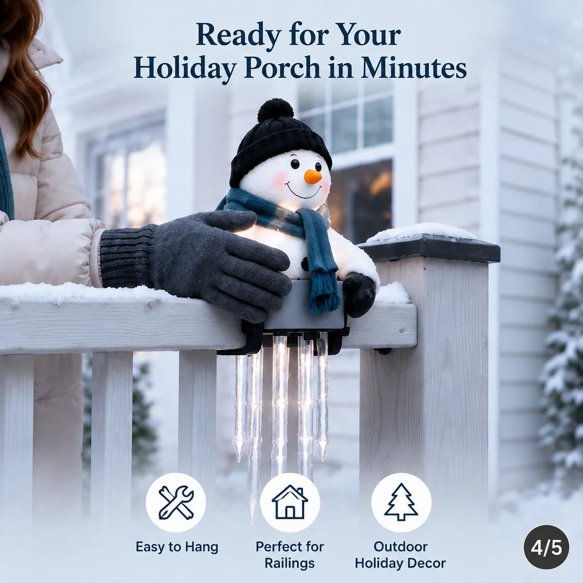 Snowman Icicle Railing Light