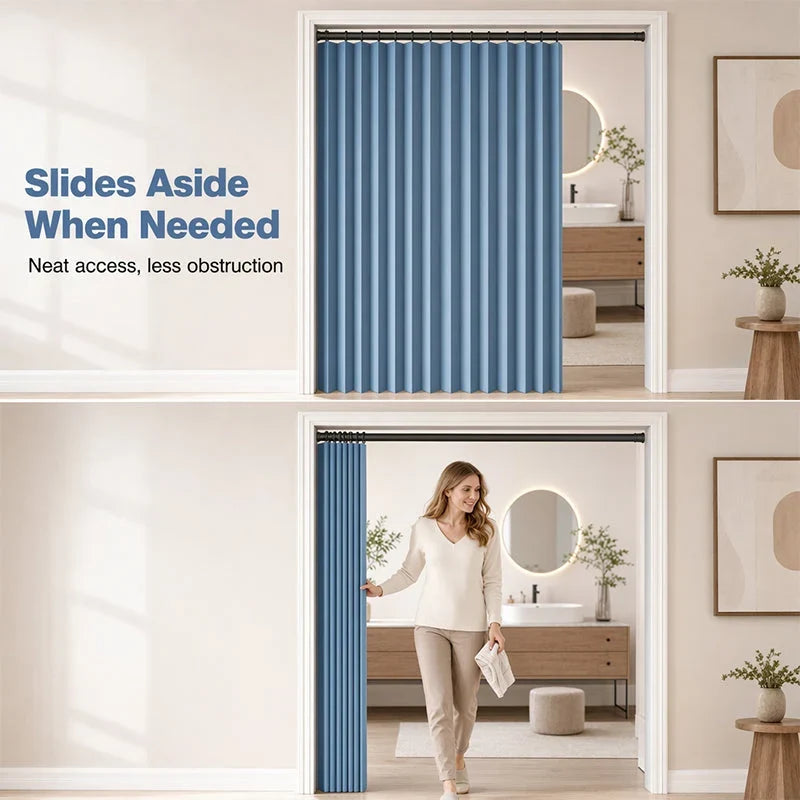 Magnetic Linen Shower Curtain