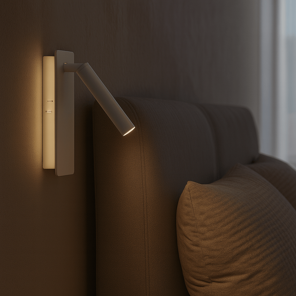 Rotatable LED lamp for flexibly adjustable bedside lighting