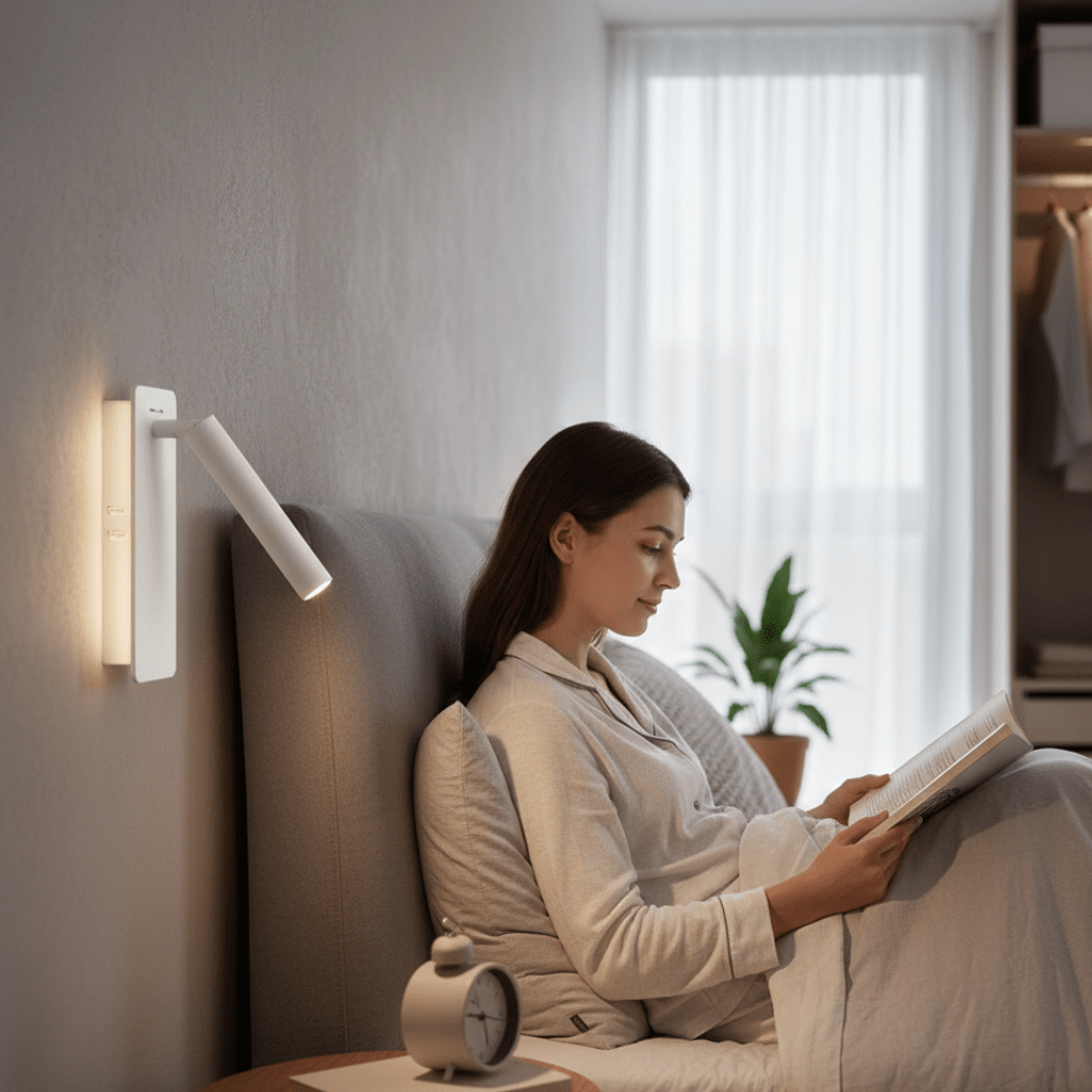 Rotatable LED lamp for flexibly adjustable bedside lighting