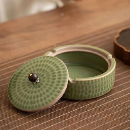 Minimalist Ashtray with Elegant Wooden Lid
