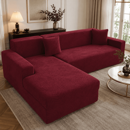 Custom-fit couch cover for L-shaped sofas