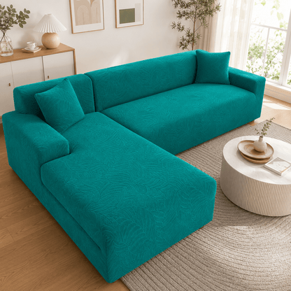 Custom-fit couch cover for L-shaped sofas