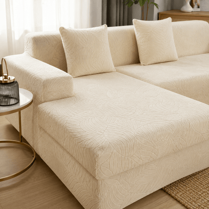 Custom-fit couch cover for L-shaped sofas