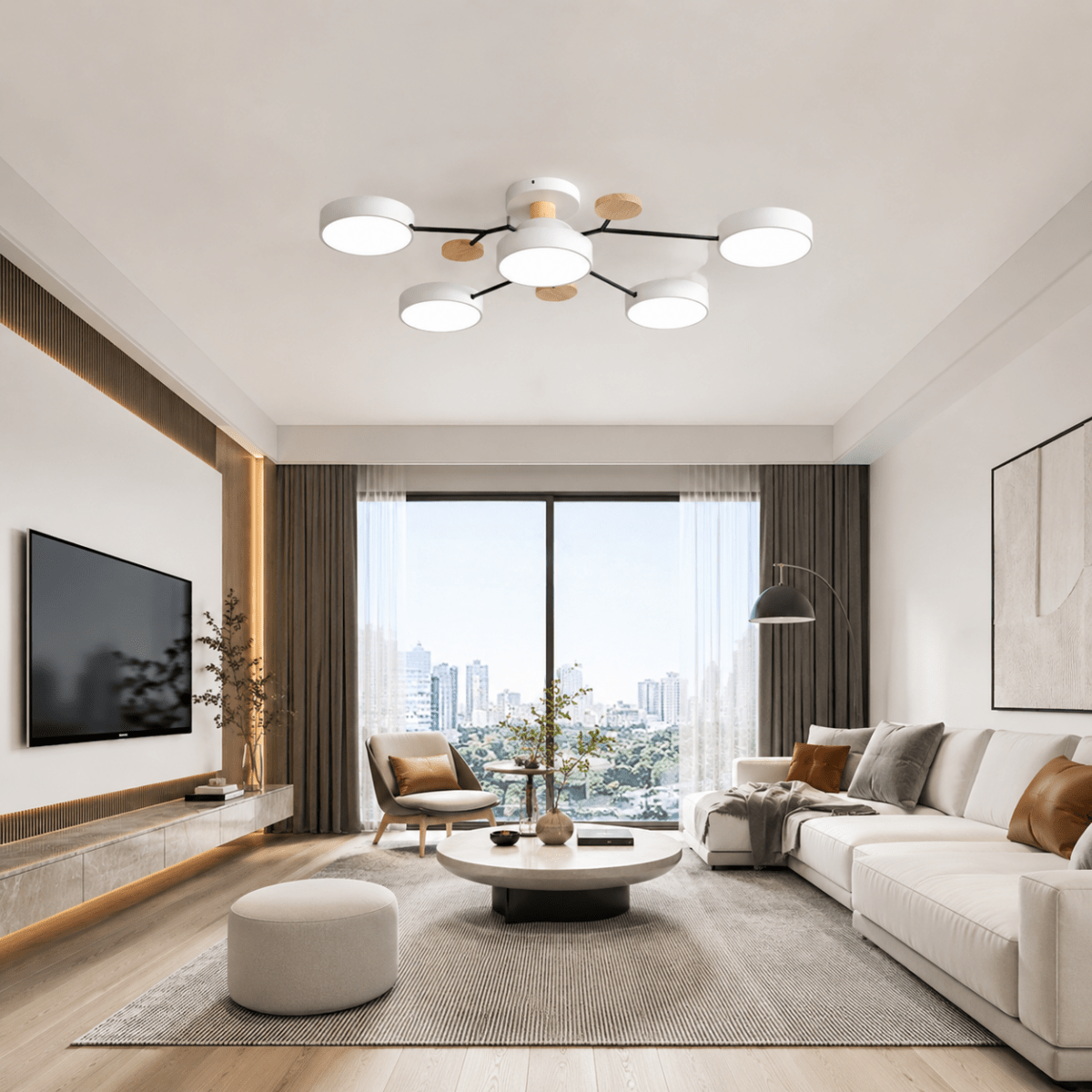 Modern round LED ceiling light with a minimalist design