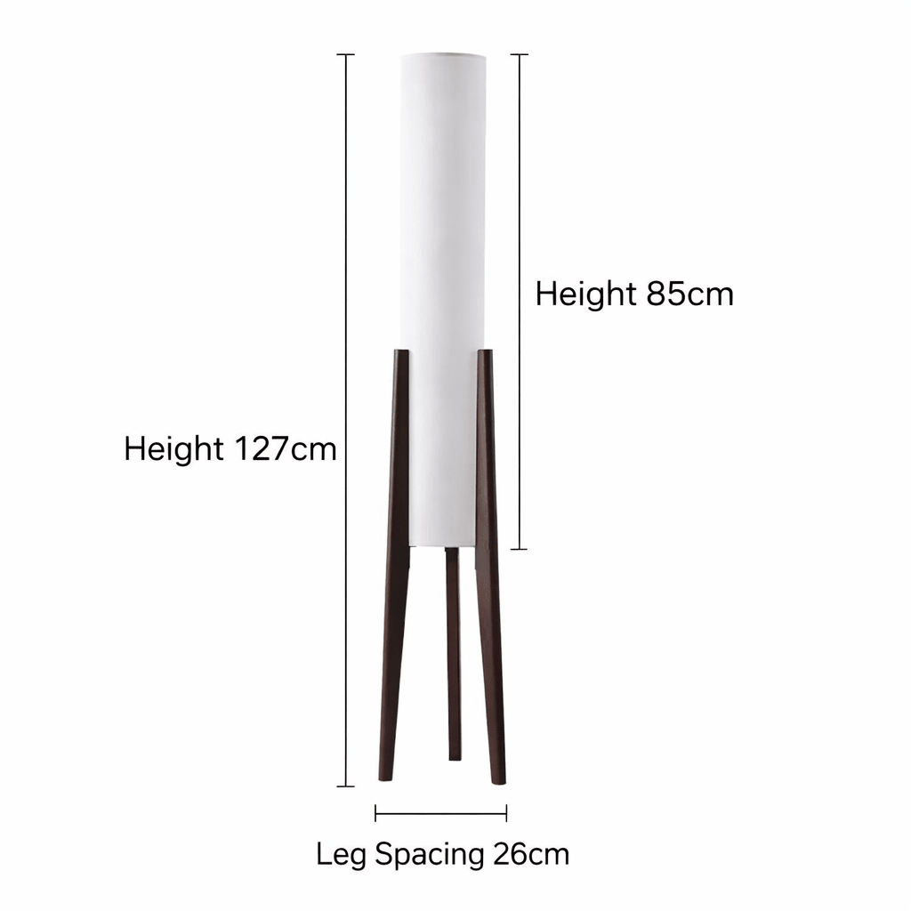 Scandinavian floor lamp made of walnut wood with dimmable LED lighting