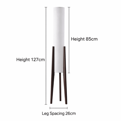 Scandinavian floor lamp made of walnut wood with dimmable LED lighting
