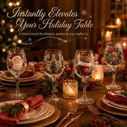 Christmas 3D Wine Glass Collection Gift Box Set