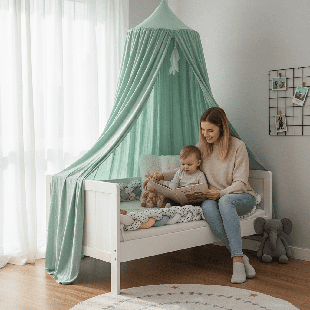 Elegant polyester canopy for a peaceful children's room