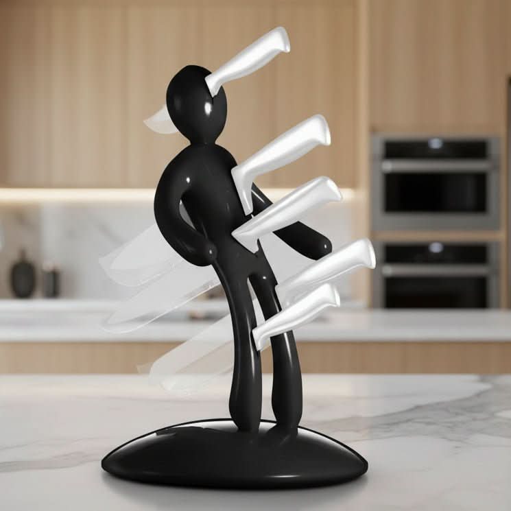 Artistic knife organizer for secure and modern countertop storage