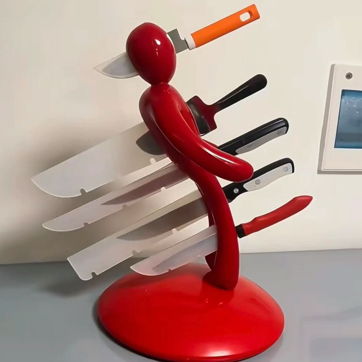 Artistic knife organizer for secure and modern countertop storage