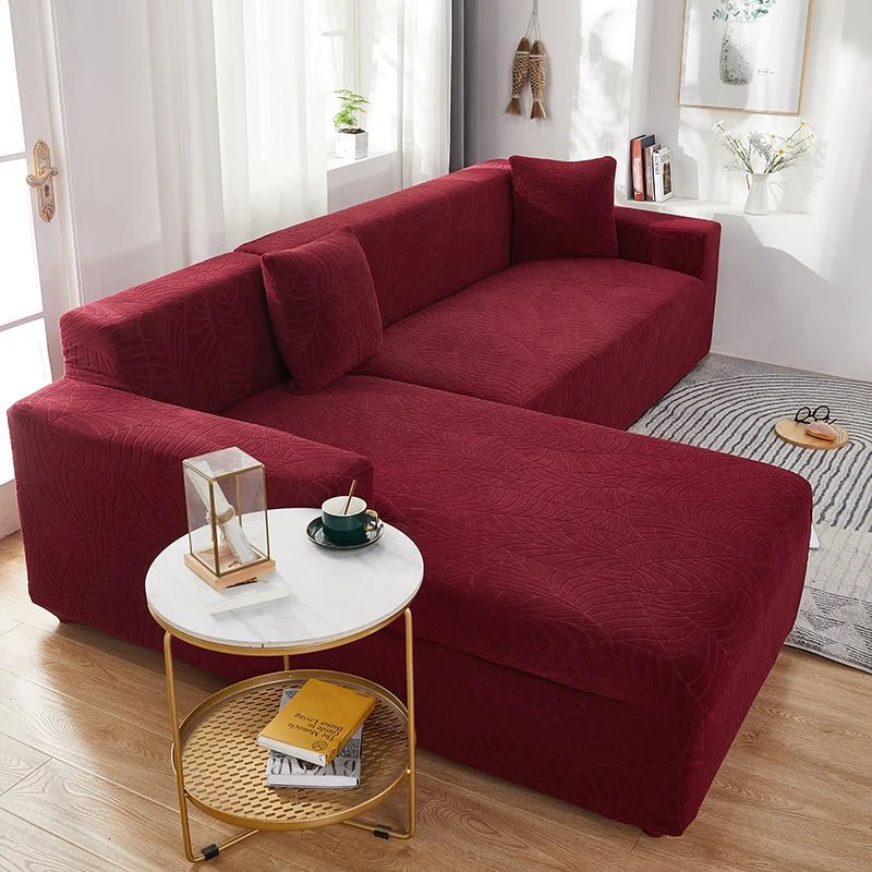 Custom-fit polyester sofa cover for L-shaped sofas