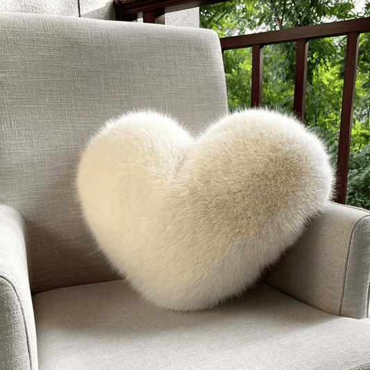 Heart-Shaped Faux Fur Pillow for Warm & Modern Living Spaces