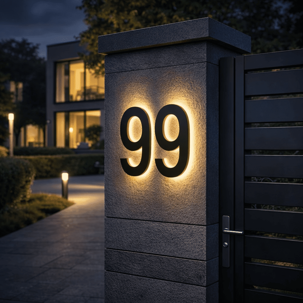 Illuminated LED House Number Sign for Modern Homes
