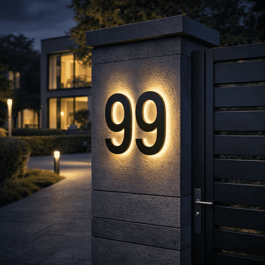 Illuminated LED House Number Sign for Modern Homes