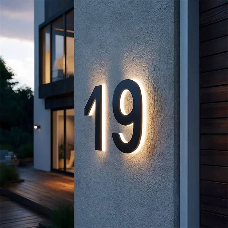Illuminated LED House Number Sign for Modern Homes