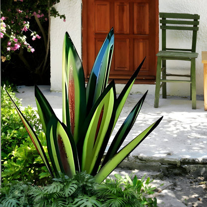 Vibrant metal agave sculpture for weather-resistant, modern garden decor