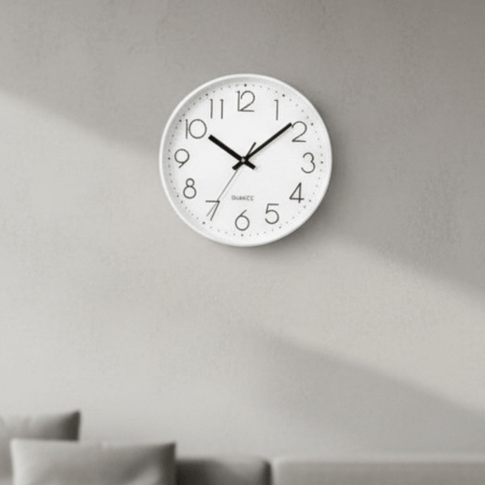 Silent Wall Clock – 12-inch non-ticking modern timepiece designed for quiet, minimalist home and office interiors