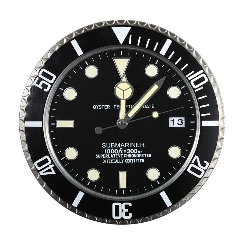 Silent Wall Clock with Stainless Steel Frame & Luminous Hands (33 cm)