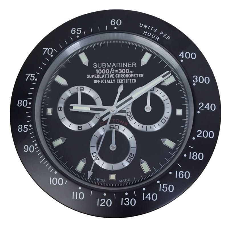 Silent Wall Clock with Stainless Steel Frame & Luminous Hands (33 cm)