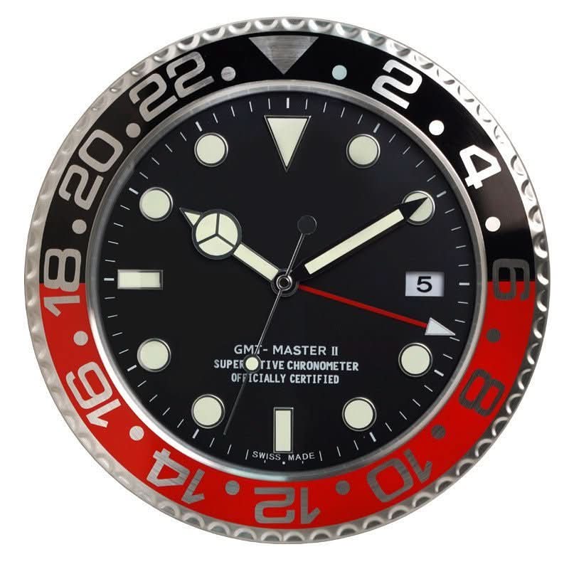 Silent Wall Clock with Stainless Steel Frame & Luminous Hands (33 cm)