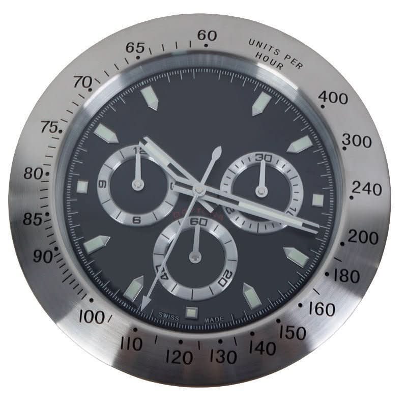 Silent Wall Clock with Stainless Steel Frame & Luminous Hands (33 cm)