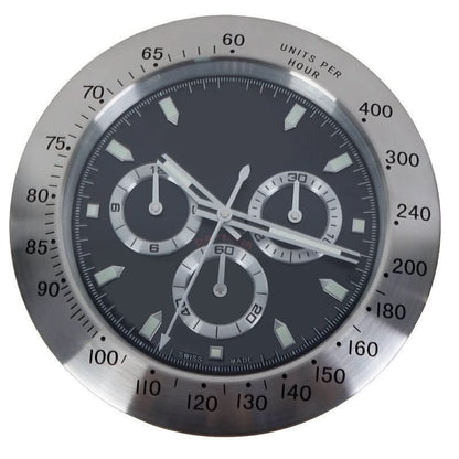 Silent Wall Clock with Stainless Steel Frame & Luminous Hands (33 cm)