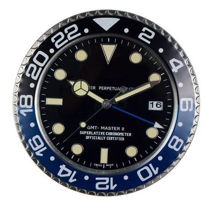 Silent Wall Clock with Stainless Steel Frame & Luminous Hands (33 cm)