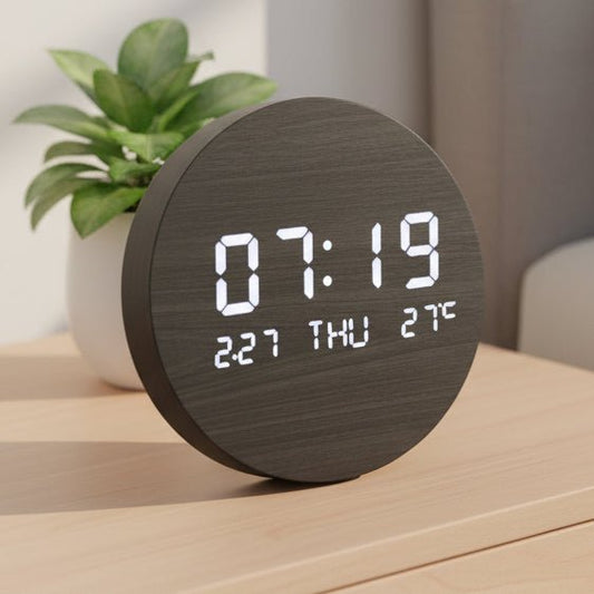 Scandinavian clock with digital display