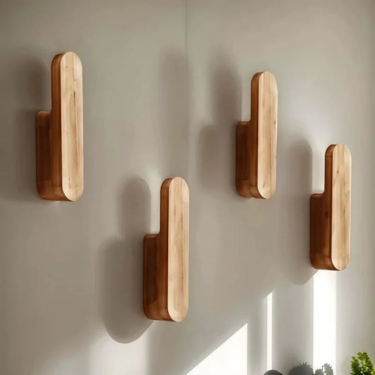 Wooden Hook Rack Set of 4 for Practical Wall Organization