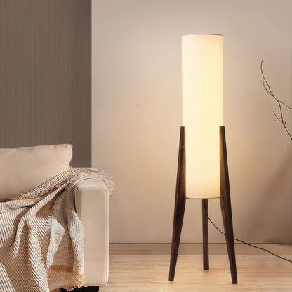 Scandinavian floor lamp made of walnut wood with dimmable LED lighting