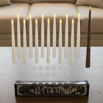 Flameless floating candles with flickering effect & magic wand