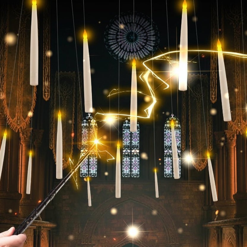Flameless floating candles with flickering effect & magic wand
