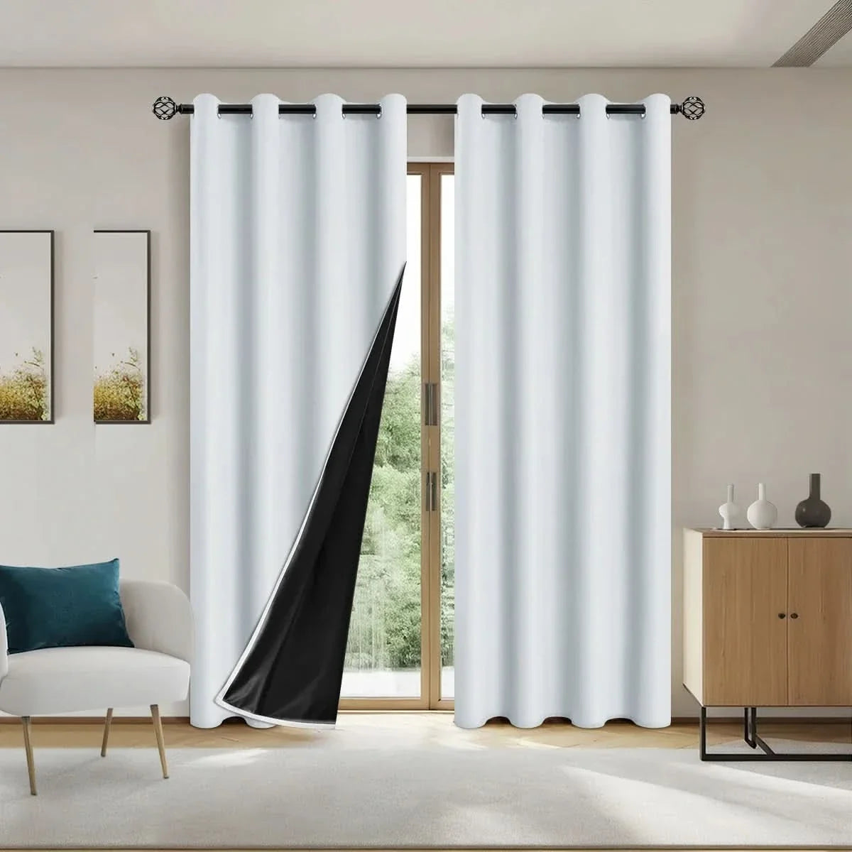 Modern 100% blackout curtains with thermal coated lining