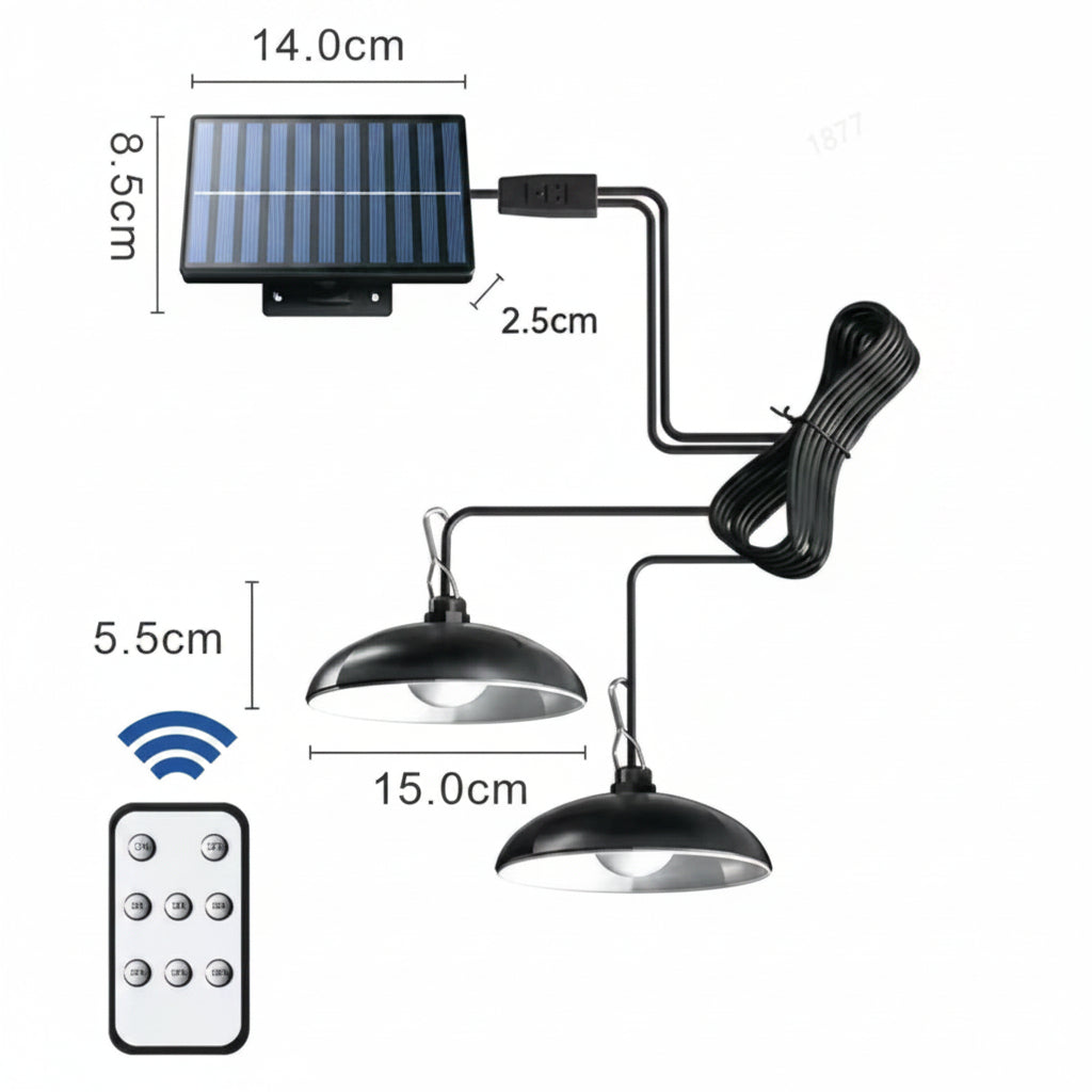 Dual Head Solar Pendant Lamp