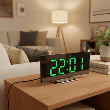 Digital Alarm Clock – Slim LED quiet bedroom wake alarm
