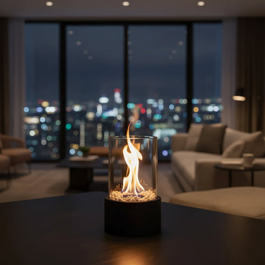Smokeless tabletop fireplace for stylish indoor & outdoor use