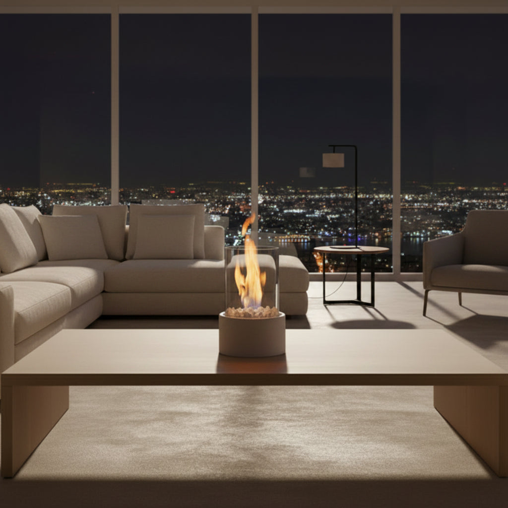 Smokeless tabletop fireplace for stylish indoor & outdoor use