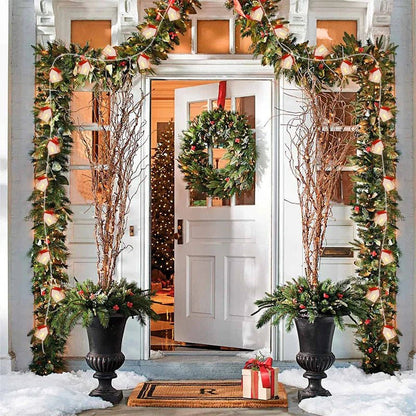 Wooden LED house light with warm white light for festive accents